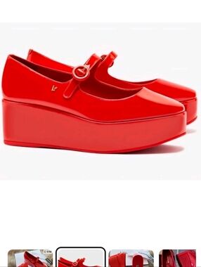 New Larroude Blair Red Platform Mary Jane Shoes  9
